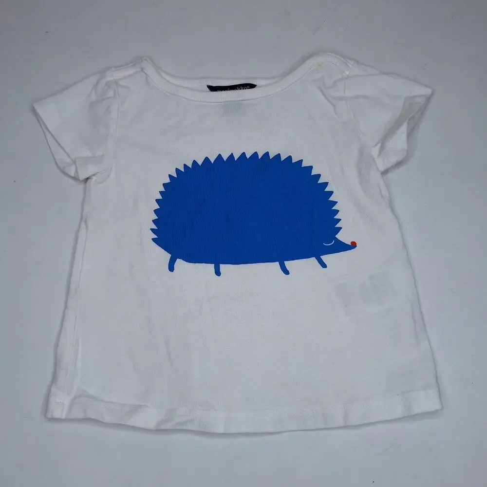 Marimekko Baby Supisee Hedgehog T-shirt 12m Cotton Graphic Scandi Short Sleeve